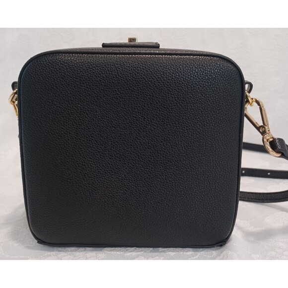 VINTAGE GUESS BLACK FAUX PEBBLED LEATHER SQUARE CROSSBODY BAG - Picture 3 of 13